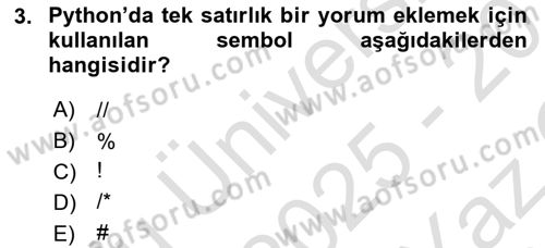 Programlama 2 Dersi 2025 - 2026 Yılı Yaz Okulu Sınav Soruları 3. Soru