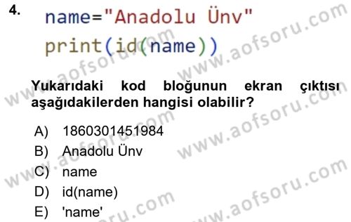 Programlama 2 Dersi 2025 - 2026 Yılı Yaz Okulu Sınav Soruları 4. Soru