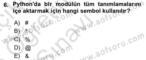 Programlama 2 Dersi 2025 - 2026 Yılı Yaz Okulu Sınav Soruları 6. Soru