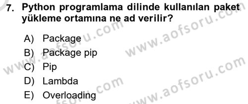 Programlama 2 Dersi 2025 - 2026 Yılı Yaz Okulu Sınav Soruları 7. Soru