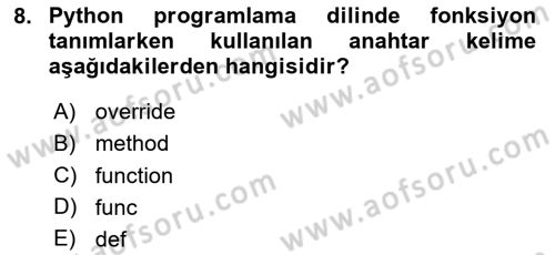 Programlama 2 Dersi 2025 - 2026 Yılı Yaz Okulu Sınav Soruları 8. Soru