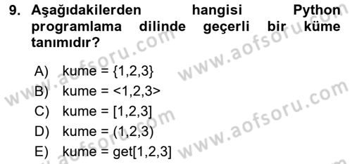 Programlama 2 Dersi 2025 - 2026 Yılı Yaz Okulu Sınav Soruları 9. Soru