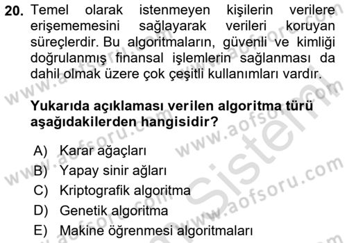 Algoritmalar Dersi 2023 - 2024 Yılı (Final) Dönem Sonu Sınavı 20. Soru