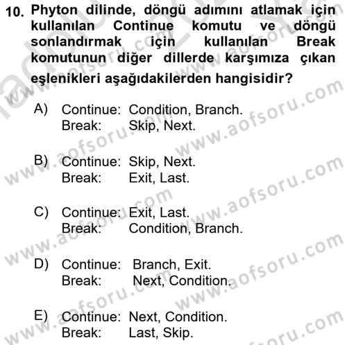 Algoritmalar Dersi 2023 - 2024 Yılı Yaz Okulu Sınav Soruları 10. Soru
