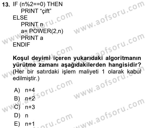 Algoritmalar Dersi 2023 - 2024 Yılı Yaz Okulu Sınav Soruları 13. Soru