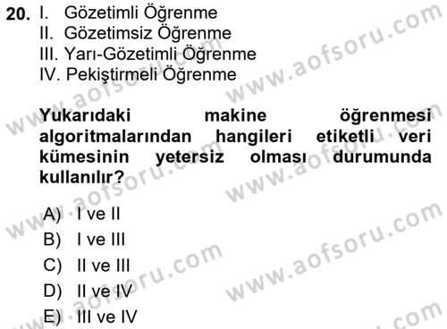 Algoritmalar Dersi 2023 - 2024 Yılı Yaz Okulu Sınav Soruları 20. Soru