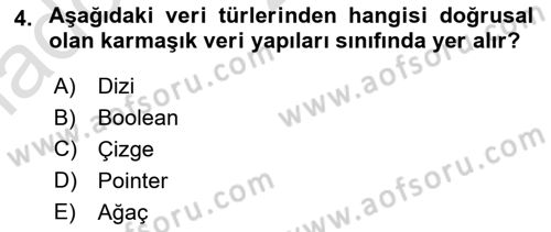 Algoritmalar Dersi 2023 - 2024 Yılı Yaz Okulu Sınav Soruları 4. Soru