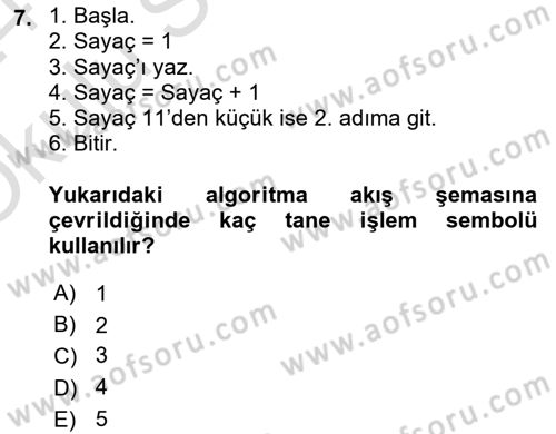 Algoritmalar Dersi 2023 - 2024 Yılı Yaz Okulu Sınav Soruları 7. Soru