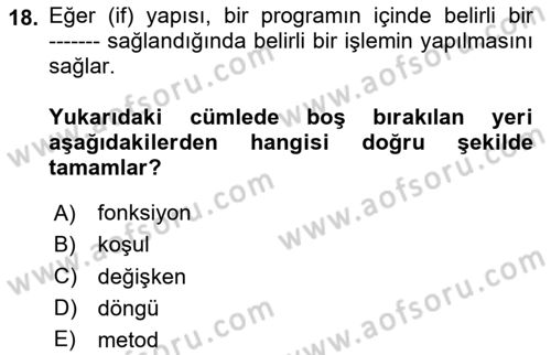 Algoritmalar Dersi 2024 - 2025 Yılı (Vize) Ara Sınav Soruları 18. Soru
