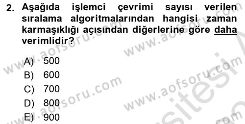 Algoritmalar Dersi 2024 - 2025 Yılı (Vize) Ara Sınav Soruları 2. Soru