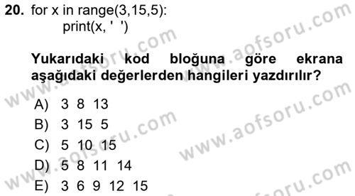 Algoritmalar Dersi 2024 - 2025 Yılı (Vize) Ara Sınav Soruları 20. Soru