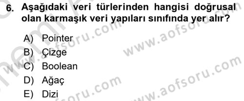 Algoritmalar Dersi 2024 - 2025 Yılı (Vize) Ara Sınav Soruları 6. Soru