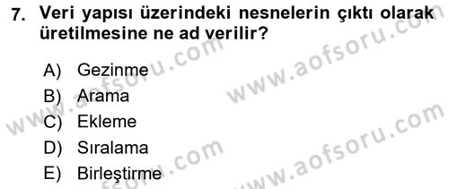 Algoritmalar Dersi 2024 - 2025 Yılı (Vize) Ara Sınav Soruları 7. Soru