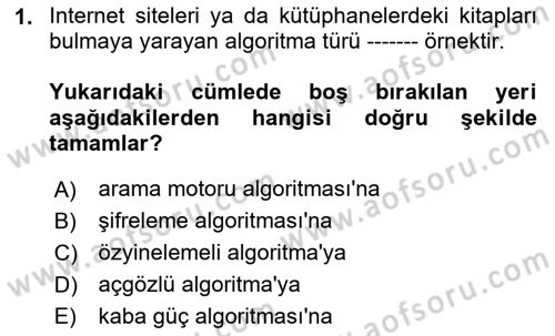 Algoritmalar Dersi 2024 - 2025 Yılı (Final) Dönem Sonu Sınav Soruları 1. Soru