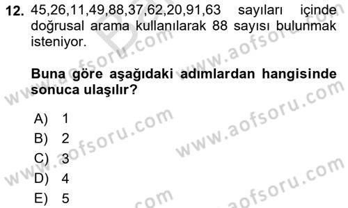 Algoritmalar Dersi 2024 - 2025 Yılı (Final) Dönem Sonu Sınav Soruları 12. Soru