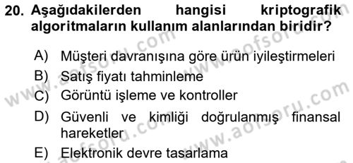 Algoritmalar Dersi 2024 - 2025 Yılı (Final) Dönem Sonu Sınav Soruları 20. Soru