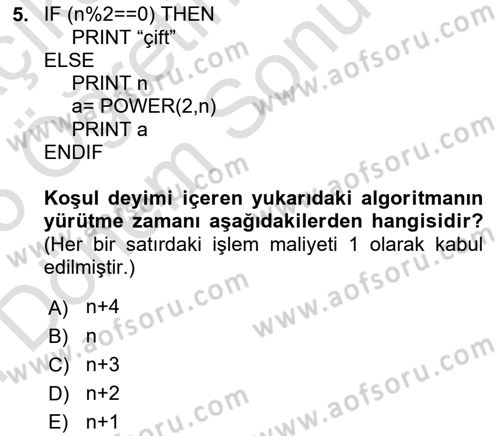 Algoritmalar Dersi 2024 - 2025 Yılı (Final) Dönem Sonu Sınav Soruları 5. Soru