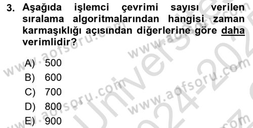 Algoritmalar Dersi 2024 - 2025 Yılı Yaz Okulu Sınav Soruları 3. Soru