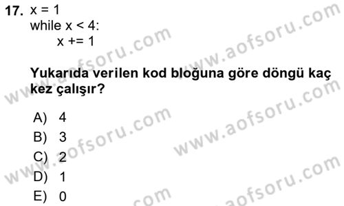 Algoritmalar Dersi 2025 - 2026 Yılı (Vize) Ara Sınav Soruları 17. Soru