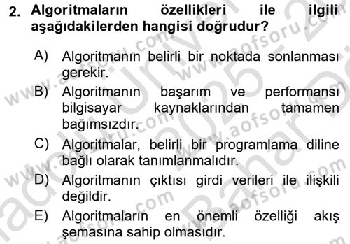 Algoritmalar Dersi 2025 - 2026 Yılı (Vize) Ara Sınav Soruları 2. Soru