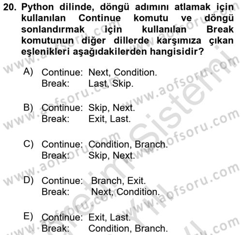 Algoritmalar Dersi 2025 - 2026 Yılı (Vize) Ara Sınav Soruları 20. Soru