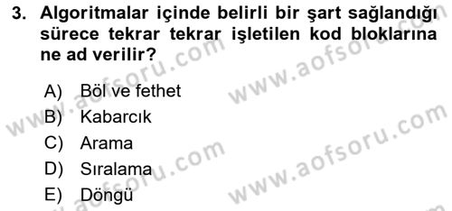 Algoritmalar Dersi 2025 - 2026 Yılı (Vize) Ara Sınav Soruları 3. Soru