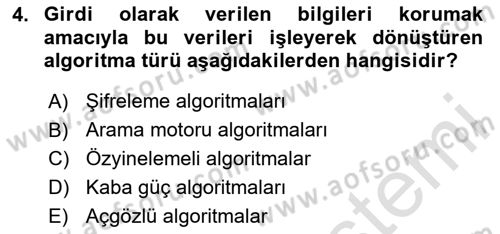Algoritmalar Dersi 2025 - 2026 Yılı (Vize) Ara Sınav Soruları 4. Soru