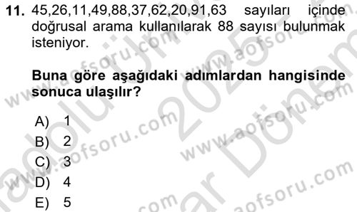 Algoritmalar Dersi 2025 - 2026 Yılı (Final) Dönem Sonu Sınav Soruları 11. Soru