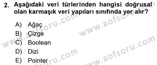 Algoritmalar Dersi 2025 - 2026 Yılı (Final) Dönem Sonu Sınav Soruları 2. Soru