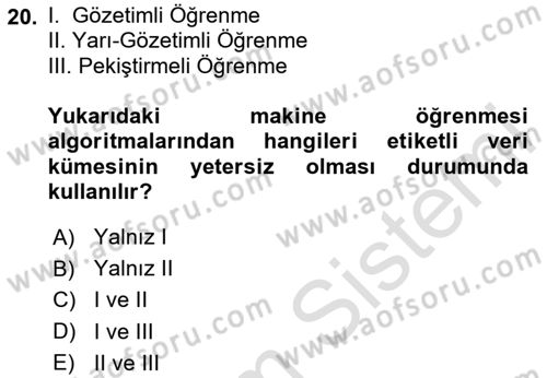 Algoritmalar Dersi 2025 - 2026 Yılı (Final) Dönem Sonu Sınav Soruları 20. Soru