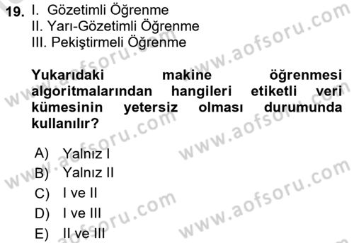 Algoritmalar Dersi 2025 - 2026 Yılı Yaz Okulu Sınav Soruları 19. Soru