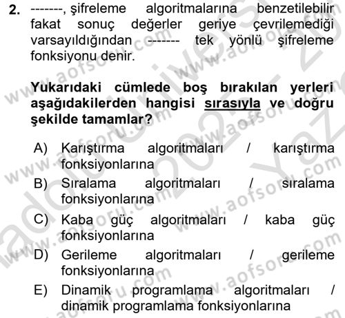 Algoritmalar Dersi 2025 - 2026 Yılı Yaz Okulu Sınav Soruları 2. Soru