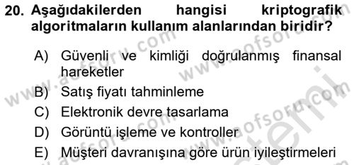 Algoritmalar Dersi 2025 - 2026 Yılı Yaz Okulu Sınav Soruları 20. Soru