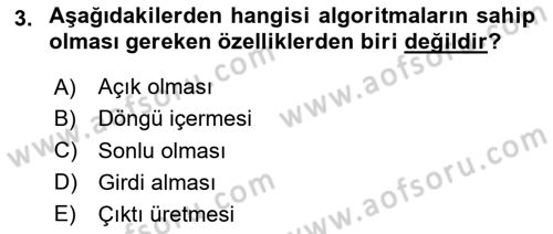 Algoritmalar Dersi 2025 - 2026 Yılı Yaz Okulu Sınav Soruları 3. Soru