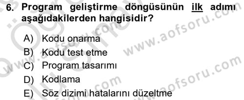 Algoritmalar Dersi 2025 - 2026 Yılı Yaz Okulu Sınav Soruları 6. Soru