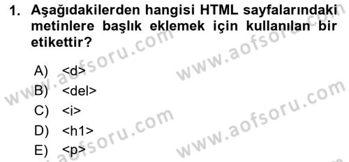 Web Arayüz Programlama Dersi 2022 - 2023 Yılı (Vize) Ara Sınav Soruları 1. Soru