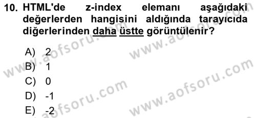 Web Arayüz Programlama Dersi 2022 - 2023 Yılı (Vize) Ara Sınav Soruları 10. Soru