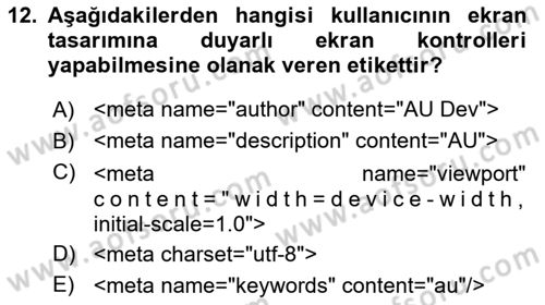 Web Arayüz Programlama Dersi 2022 - 2023 Yılı (Vize) Ara Sınav Soruları 12. Soru