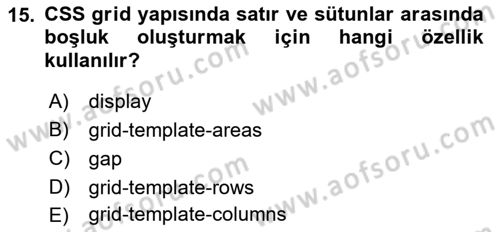 Web Arayüz Programlama Dersi 2022 - 2023 Yılı (Vize) Ara Sınav Soruları 15. Soru