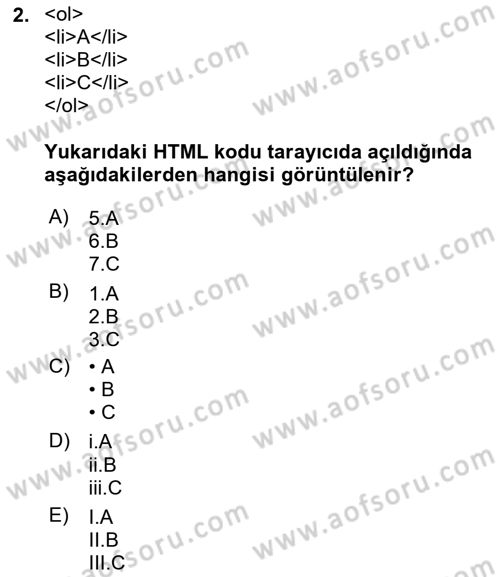 Web Arayüz Programlama Dersi 2022 - 2023 Yılı (Vize) Ara Sınav Soruları 2. Soru