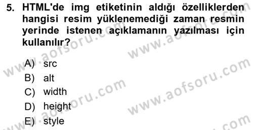 Web Arayüz Programlama Dersi 2022 - 2023 Yılı (Vize) Ara Sınav Soruları 5. Soru