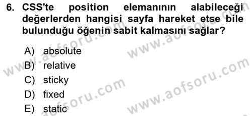 Web Arayüz Programlama Dersi 2022 - 2023 Yılı (Vize) Ara Sınav Soruları 6. Soru