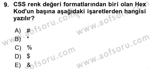 Web Arayüz Programlama Dersi 2022 - 2023 Yılı (Vize) Ara Sınav Soruları 9. Soru