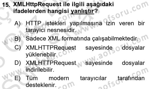Web Arayüz Programlama Dersi 2022 - 2023 Yılı (Final) Dönem Sonu Sınav Soruları 15. Soru