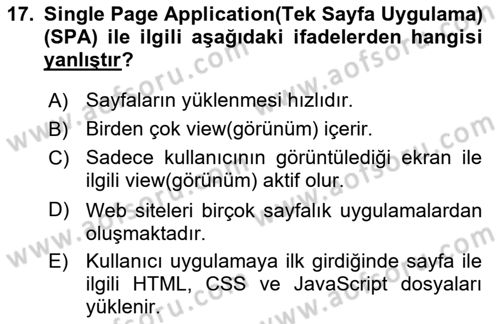 Web Arayüz Programlama Dersi 2022 - 2023 Yılı (Final) Dönem Sonu Sınav Soruları 17. Soru