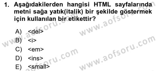 Web Arayüz Programlama Dersi 2022 - 2023 Yılı Yaz Okulu Sınav Soruları 1. Soru