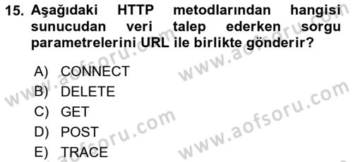 Web Arayüz Programlama Dersi 2022 - 2023 Yılı Yaz Okulu Sınav Soruları 15. Soru