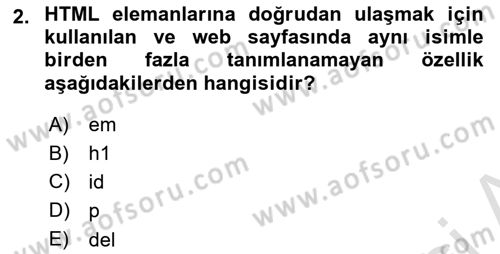 Web Arayüz Programlama Dersi 2022 - 2023 Yılı Yaz Okulu Sınav Soruları 2. Soru