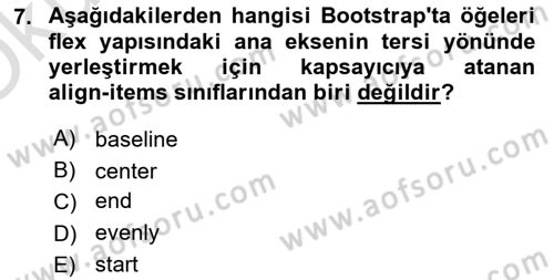 Web Arayüz Programlama Dersi 2022 - 2023 Yılı Yaz Okulu Sınav Soruları 7. Soru