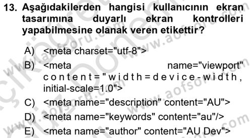 Web Arayüz Programlama Dersi 2023 - 2024 Yılı (Vize) Ara Sınav Soruları 13. Soru